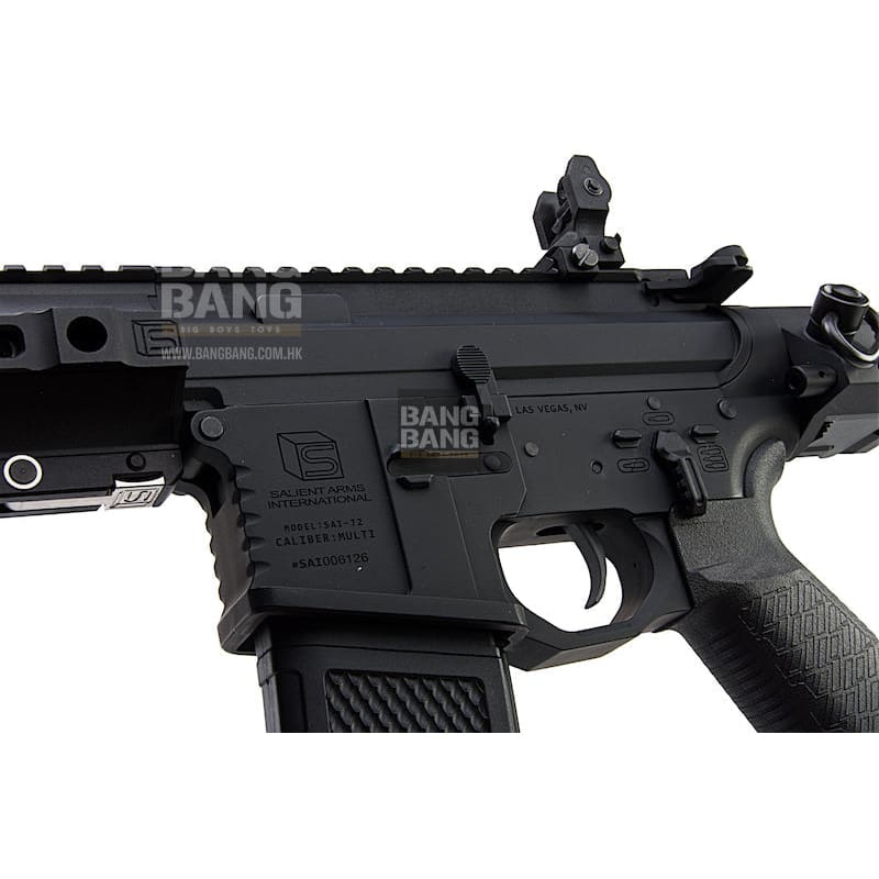 EMG Salient Arms Licensed GRY AR15 (M4) CQB AEG with PDW Stock - Black (by G&P) - Bang Bang Airsoft