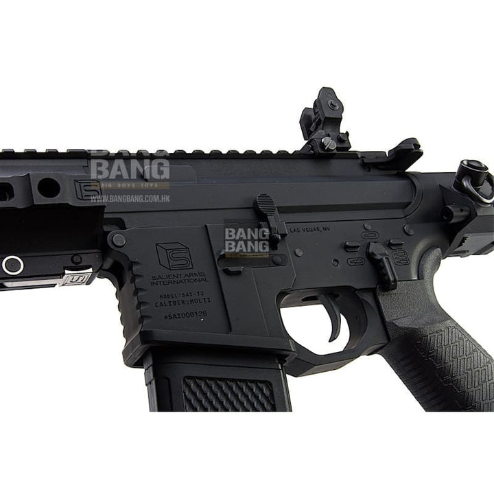 EMG Salient Arms Licensed GRY AR15 (M4) CQB AEG with PDW Stock - Black (by G&P) - Bang Bang Airsoft