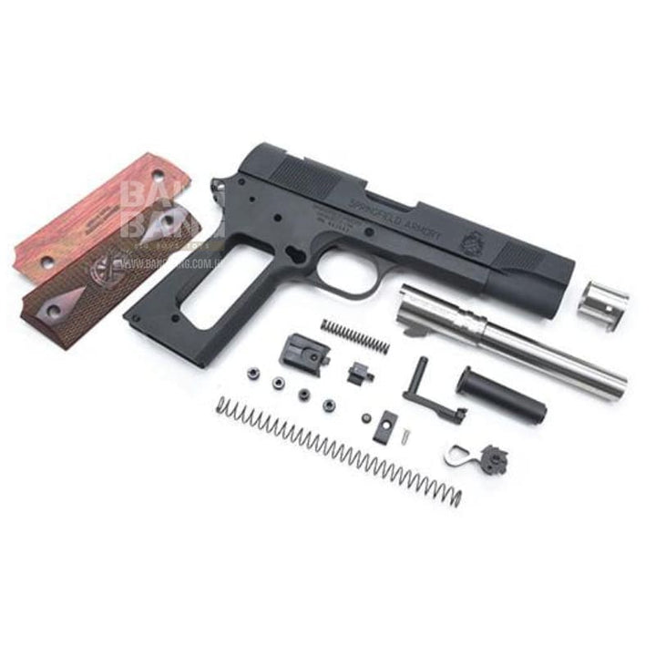 Guarder Aluminum Slide & Frame Kit for Tokyo Marui MEU .45 GBB Series (Wooden Grip Panel ) - Black - Bang Bang Airsoft