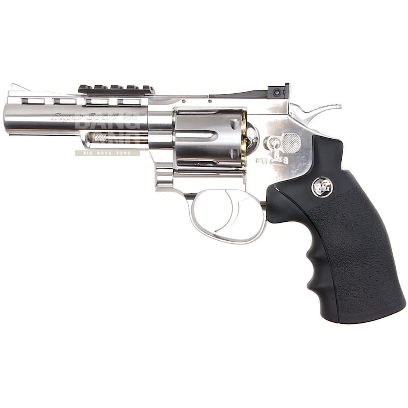 Gun Heaven (WinGun) 701 4 inch 6mm Co2 Revolver (Black Grip) - Silver - Bang Bang Airsoft