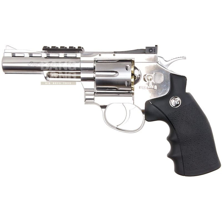 Gun Heaven (WinGun) 701 4 inch 6mm Co2 Revolver (Black Grip) - Silver - Bang Bang Airsoft