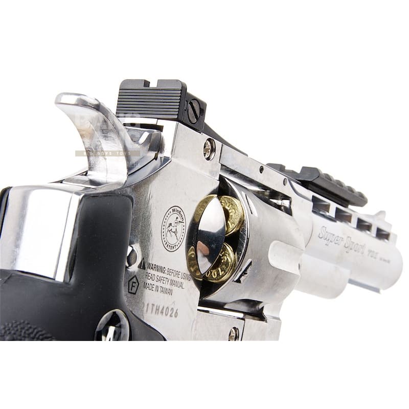 Gun Heaven (WinGun) 701 4 inch 6mm Co2 Revolver (Black Grip) - Silver - Bang Bang Airsoft
