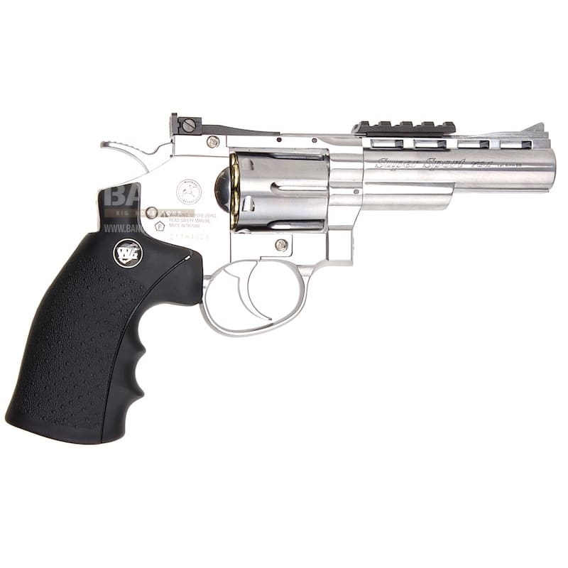 Gun Heaven (WinGun) 701 4 inch 6mm Co2 Revolver (Black Grip) - Silver - Bang Bang Airsoft