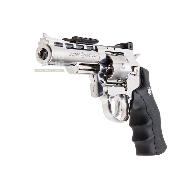 Gun Heaven (WinGun) 701 4 inch 6mm Co2 Revolver (Black Grip) - Silver - Bang Bang Airsoft
