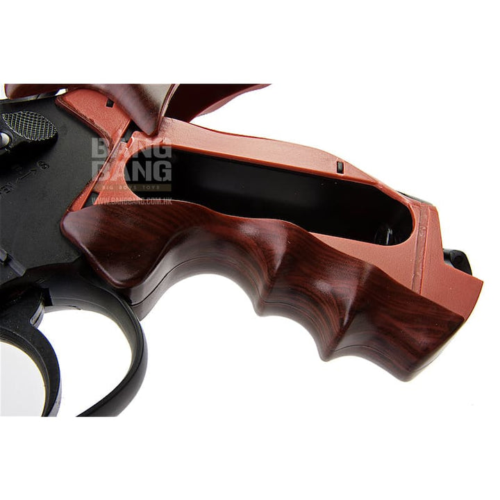 Gun Heaven (WinGun) 701 4 inch 6mm Co2 Revolver (Brown Grip) - Black - Bang Bang Airsoft