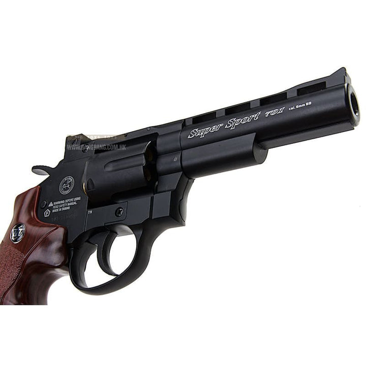 Gun Heaven (WinGun) 701 4 inch 6mm Co2 Revolver (Brown Grip) - Black - Bang Bang Airsoft
