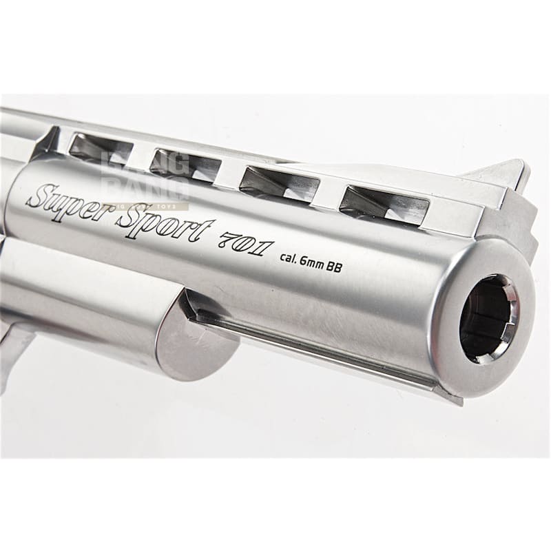 Gun Heaven (WinGun) 701 4 inch 6mm Co2 Revolver (Brown Grip) - Silver - Bang Bang Airsoft