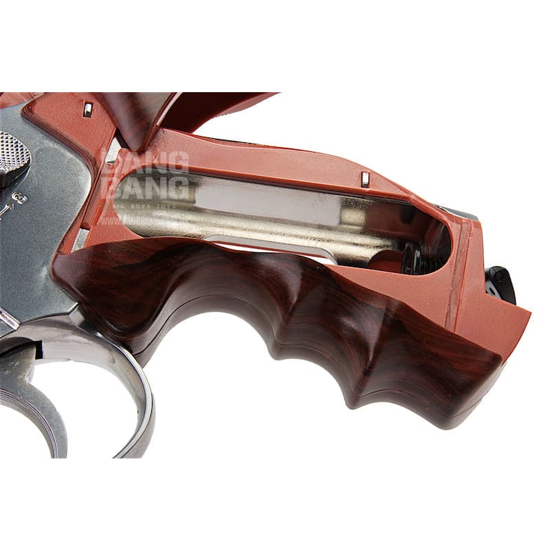 Gun Heaven (WinGun) 701 4 inch 6mm Co2 Revolver (Brown Grip) - Silver - Bang Bang Airsoft