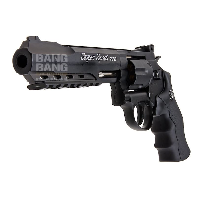 Gun Heaven (WinGun) 702 6 inch 6mm Co2 Revolver (Black Grip) - Black - Bang Bang Airsoft