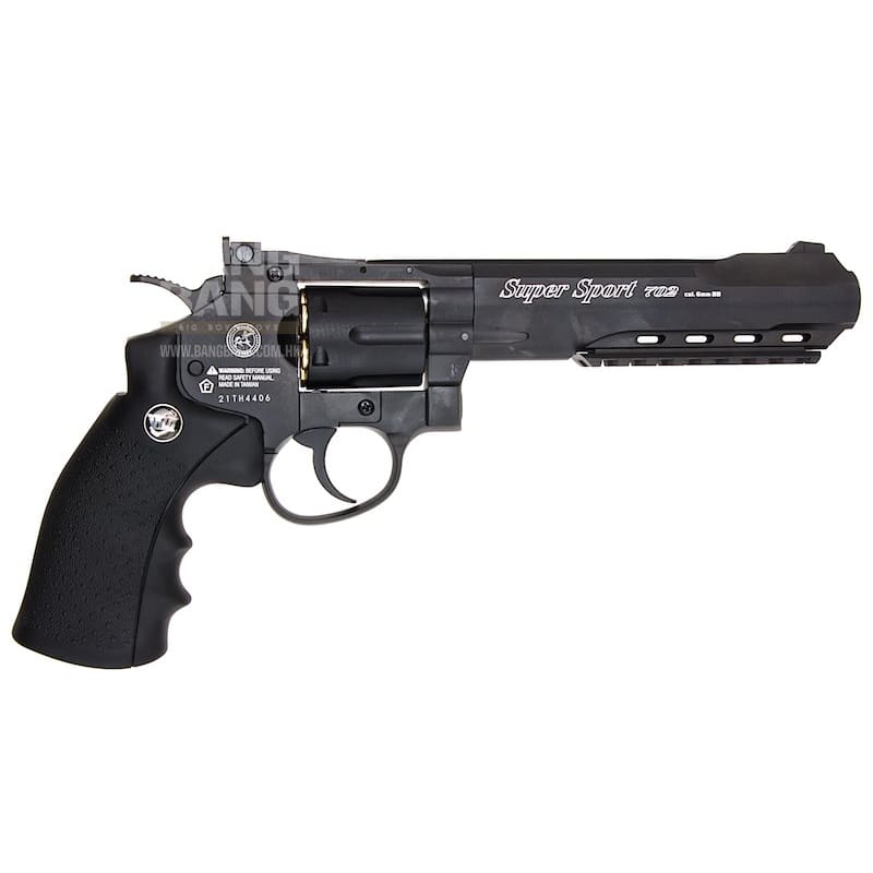 Gun Heaven (WinGun) 702 6 inch 6mm Co2 Revolver (Black Grip) - Black - Bang Bang Airsoft