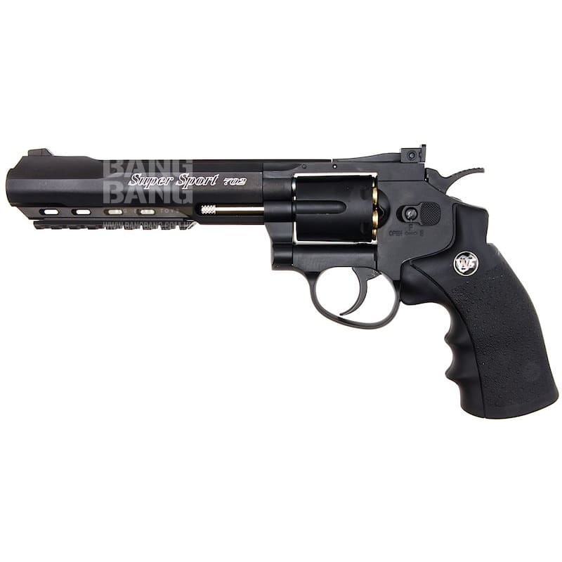 Gun Heaven (WinGun) 702 6 inch 6mm Co2 Revolver (Black Grip) - Black - Bang Bang Airsoft