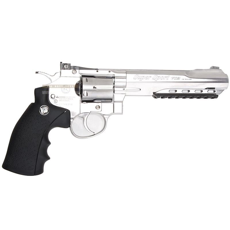 Gun Heaven (WinGun) 702 6 inch 6mm Co2 Revolver (Black Grip) - Silver - Bang Bang Airsoft