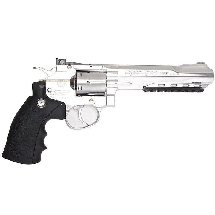 Gun Heaven (WinGun) 702 6 inch 6mm Co2 Revolver (Black Grip) - Silver - Bang Bang Airsoft