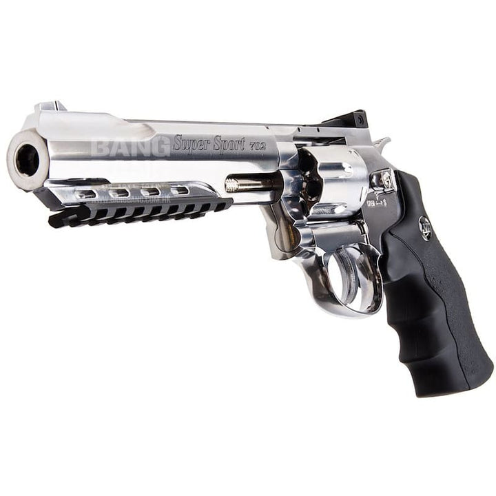 Gun Heaven (WinGun) 702 6 inch 6mm Co2 Revolver (Black Grip) - Silver - Bang Bang Airsoft