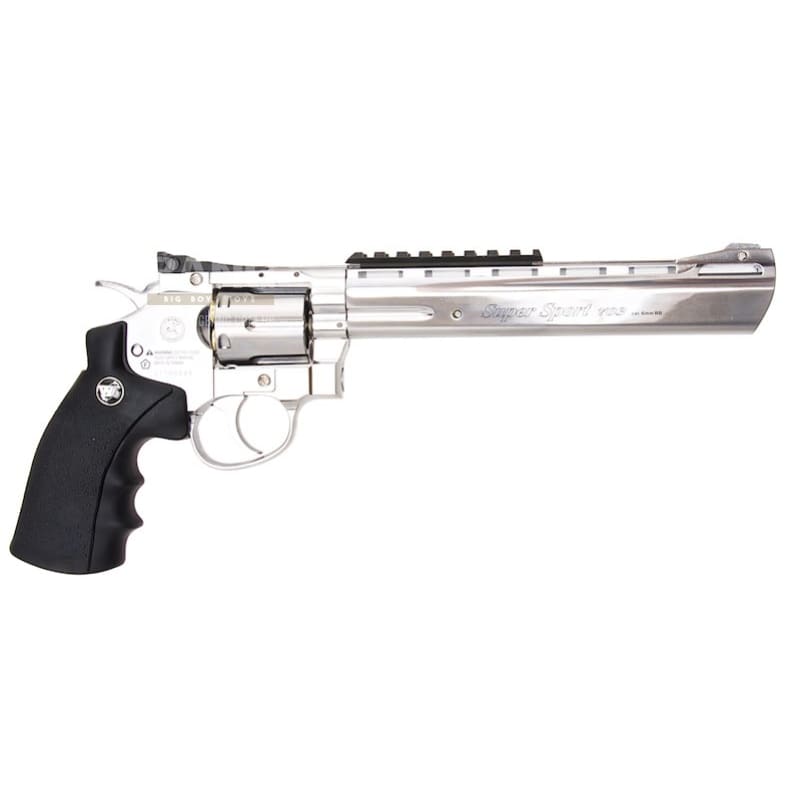 Gun Heaven (WinGun) 703 8 inch 6mm Co2 Revolver (Black Grip) - Silver - Bang Bang Airsoft