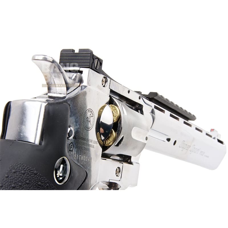 Gun Heaven (WinGun) 703 8 inch 6mm Co2 Revolver (Black Grip) - Silver - Bang Bang Airsoft