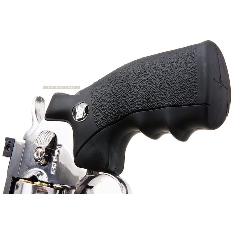 Gun Heaven (WinGun) 703 8 inch 6mm Co2 Revolver (Black Grip) - Silver - Bang Bang Airsoft