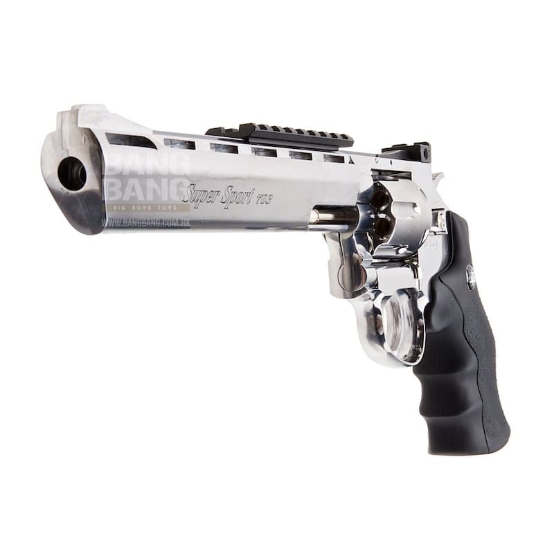 Gun Heaven (WinGun) 703 8 inch 6mm Co2 Revolver (Black Grip) - Silver - Bang Bang Airsoft