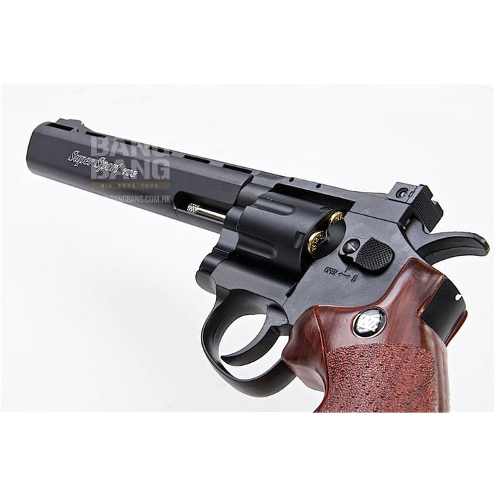 Gun Heaven (WinGun) 703 8 inch 6mm Co2 Revolver (Brown Grip) - Black - Bang Bang Airsoft
