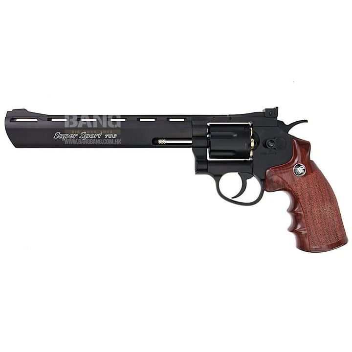 Gun Heaven (WinGun) 703 8 inch 6mm Co2 Revolver (Brown Grip) - Black - Bang Bang Airsoft