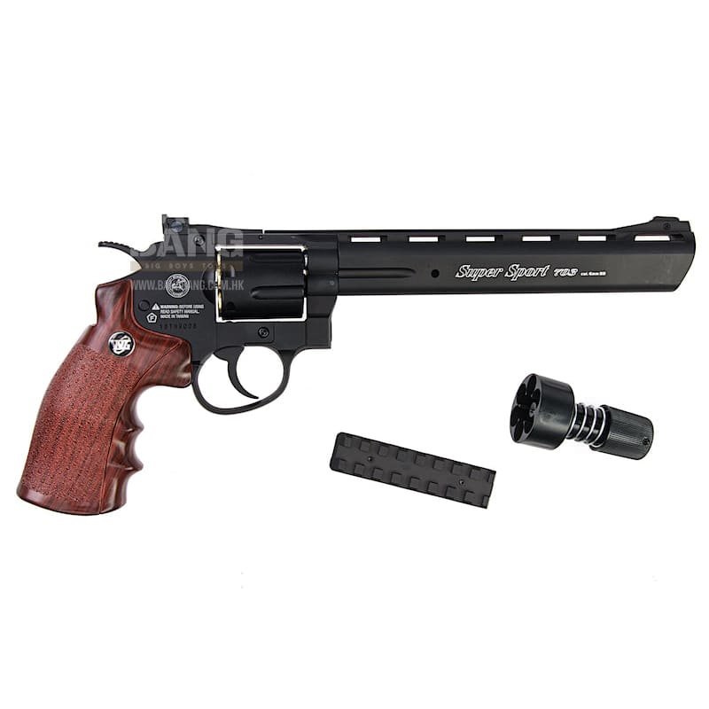 Gun Heaven (WinGun) 703 8 inch 6mm Co2 Revolver (Brown Grip) - Black - Bang Bang Airsoft