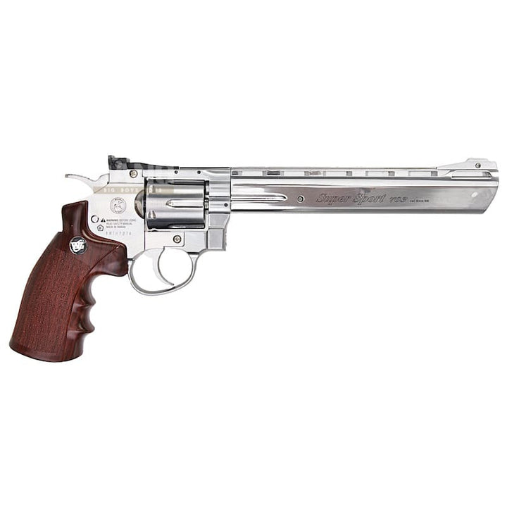 Gun Heaven (WinGun) 703 8 inch 6mm Co2 Revolver (Brown Grip) - Silver - Bang Bang Airsoft