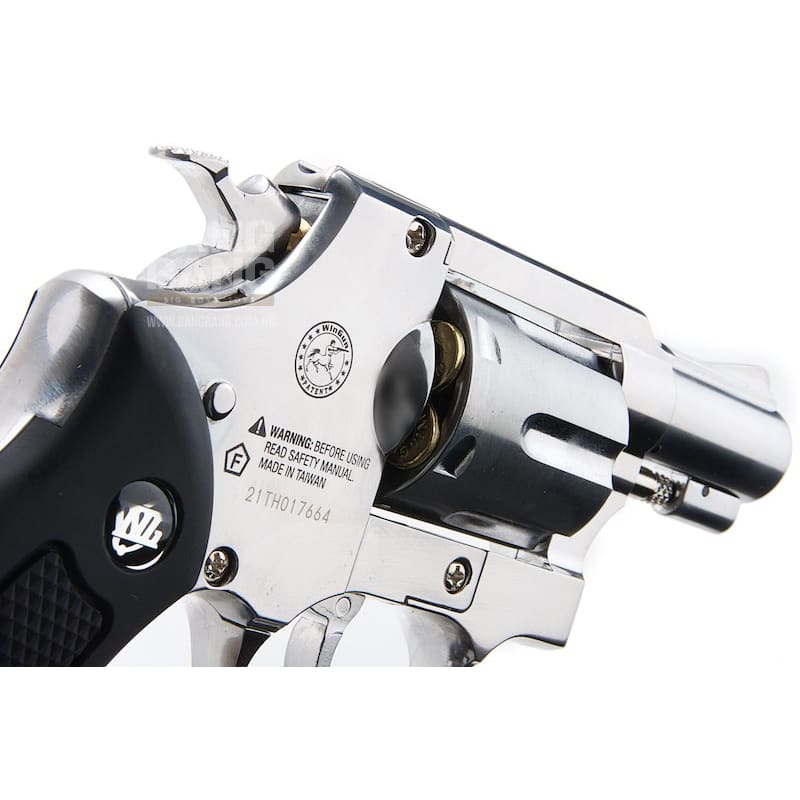 Gun Heaven (WinGun) 733 2inch 6mm Co2 Revolver (Black Grip) - Silver - Bang Bang Airsoft