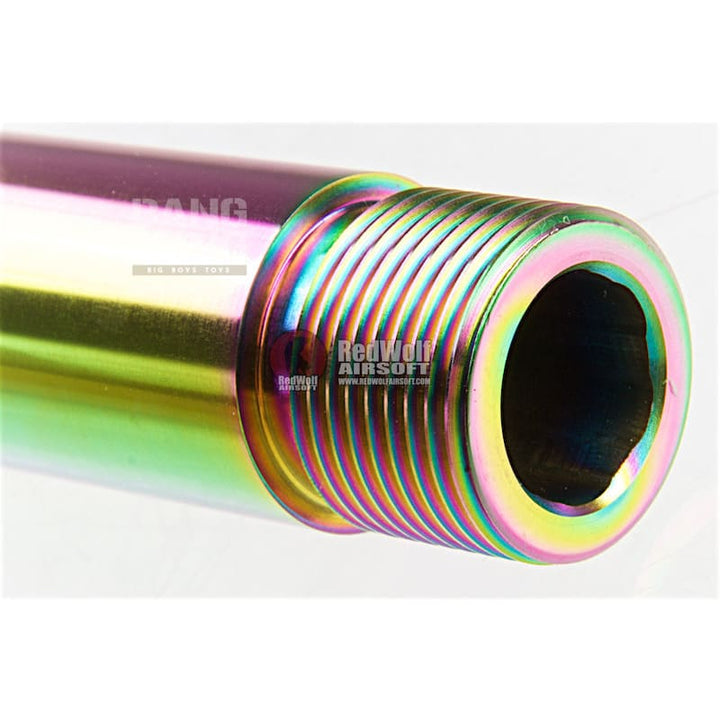Guns Modify KM G17 Stainless Steel Threaded Barrel with Inner Barrel for Tokyo Marui Model 17 (Rainbow Titanium Nitride) - Tokyo Marui M&P9L Inner Barrel Length - Bang Bang Airsoft