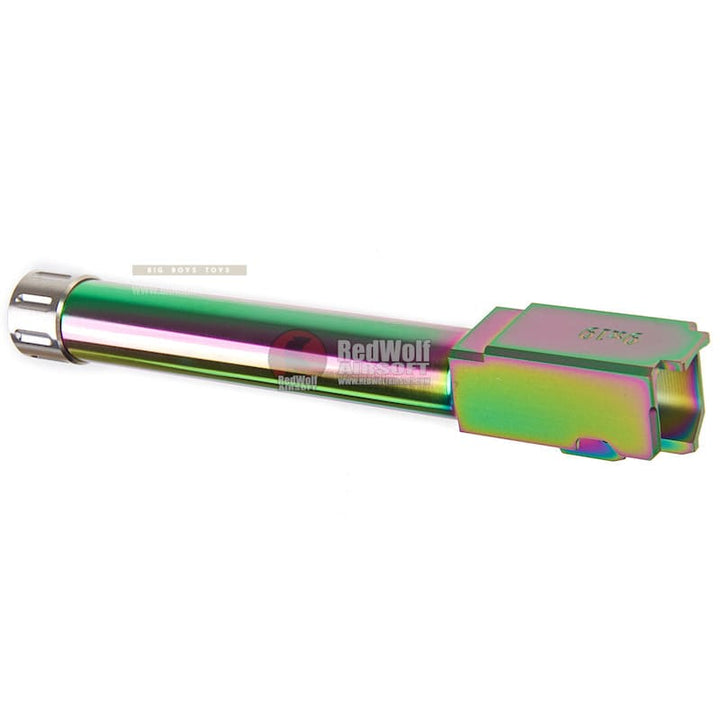 Guns Modify KM G17 Stainless Steel Threaded Barrel with Inner Barrel for Tokyo Marui Model 17 (Rainbow Titanium Nitride) - Tokyo Marui M&P9L Inner Barrel Length - Bang Bang Airsoft