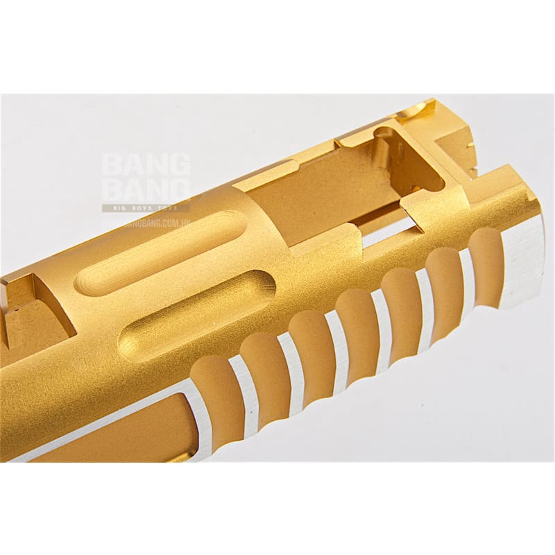 Gunsmith Bros CNC Aluminum Design 18 Single Slide Tokyo Marui Hi Capa 5.1 GBB - Gold 2 Tone - Bang Bang Airsoft