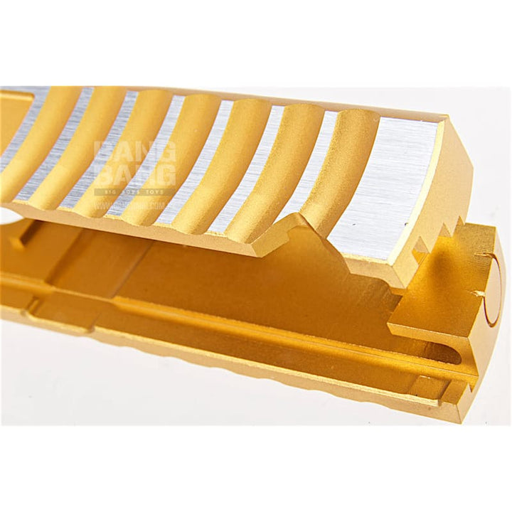 Gunsmith Bros CNC Aluminum Design 18 Single Slide Tokyo Marui Hi Capa 5.1 GBB - Gold 2 Tone - Bang Bang Airsoft
