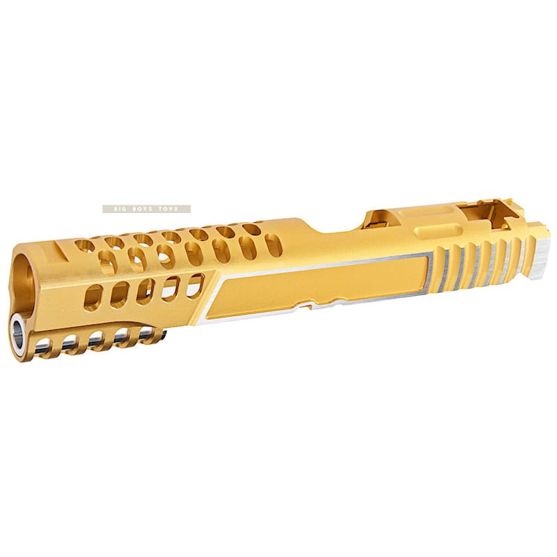 Gunsmith Bros CNC Aluminum Design 18 Single Slide Tokyo Marui Hi Capa 5.1 GBB - Gold 2 Tone - Bang Bang Airsoft