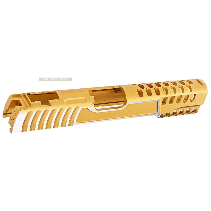 Gunsmith Bros CNC Aluminum Design 18 Single Slide Tokyo Marui Hi Capa 5.1 GBB - Gold 2 Tone - Bang Bang Airsoft