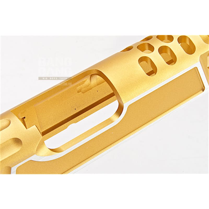 Gunsmith Bros CNC Aluminum Design 18 Single Slide Tokyo Marui Hi Capa 5.1 GBB - Gold 2 Tone - Bang Bang Airsoft