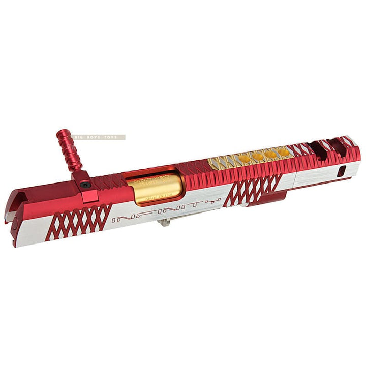 Gunsmith Bros CNC Aluminum IMM Curve Top Rhombus Open Slide Set for Tokyo Hi - Capa Series - 2 Tone Red - Bang Bang Airsoft