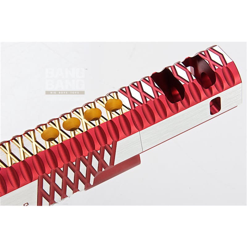 Gunsmith Bros CNC Aluminum IMM Curve Top Rhombus Open Slide Set for Tokyo Hi - Capa Series - 2 Tone Red - Bang Bang Airsoft