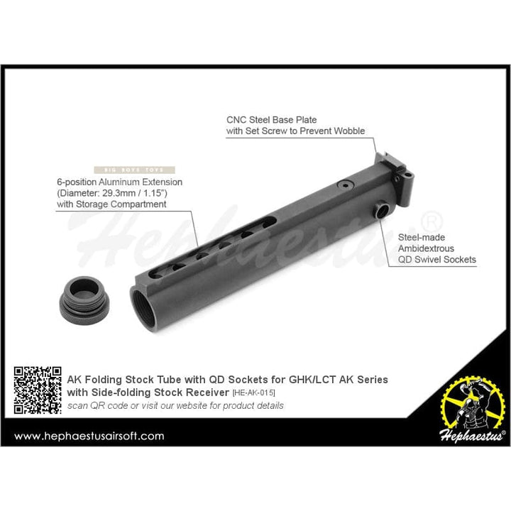 Hephaestus AK Folding Stock Tube with QD Sockets for GHK / LCT / VFC Side - Folding Stock Receiver AK Series - Bang Bang Airsoft