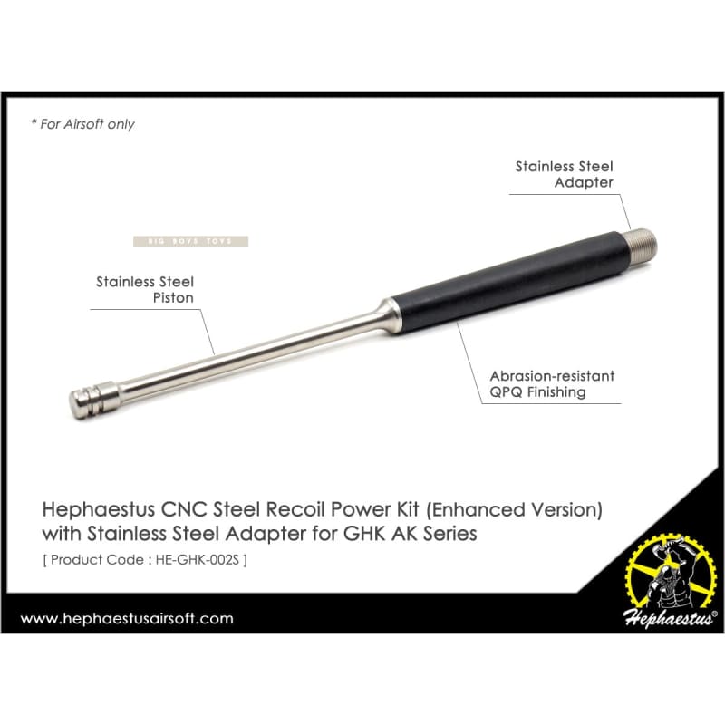 Hephaestus CNC Steel Recoil Power Kit (Enhanced Version) with Stainless Steel Adapter for GHK AK Series (Except AKS74U & AKMSU) - Bang Bang Airsoft