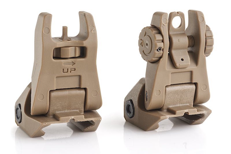 IMI Defense TFS / TRS Polymer Flip Up Sight Set - TAN - Bang Bang Airsoft