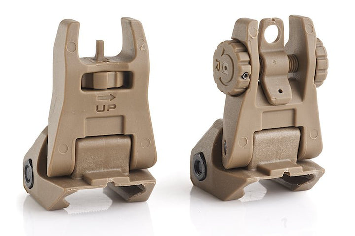 IMI Defense TFS / TRS Polymer Flip Up Sight Set - TAN - Bang Bang Airsoft