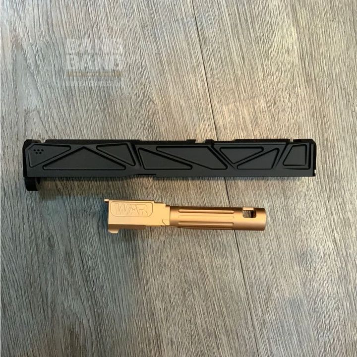 JDG WAR Afterburner RMR Slide Set for TM Model 19 ( Licensed by WAR ) ( Black Slide w/ Rose Gold Barrel ) - Bang Bang Airsoft
