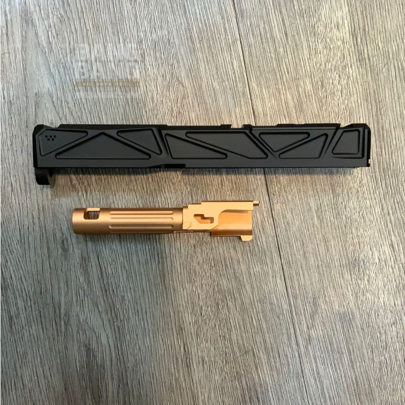 JDG WAR Afterburner RMR Slide Set for TM Model 19 ( Licensed by WAR ) ( Black Slide w/ Rose Gold Barrel ) - Bang Bang Airsoft