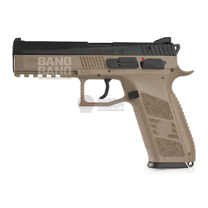 KJ Works CZ P - 09 Duty (ASG Licensed) Gas Version - TAN - Bang Bang Airsoft