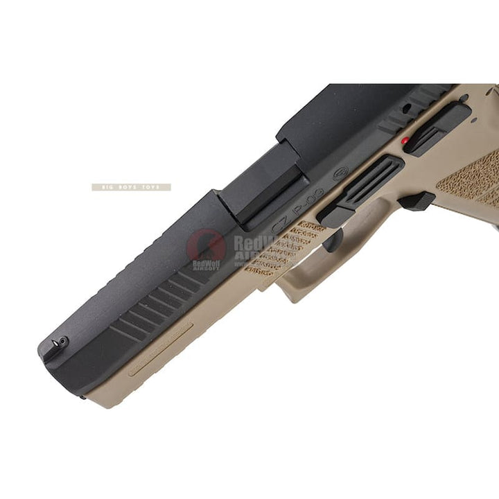 KJ Works CZ P - 09 Duty (ASG Licensed) Gas Version - TAN - Bang Bang Airsoft