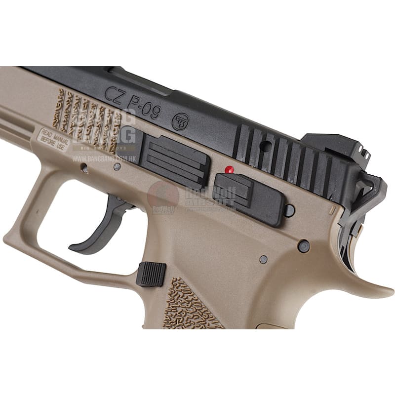 KJ Works CZ P - 09 Duty (ASG Licensed) Gas Version - TAN - Bang Bang Airsoft