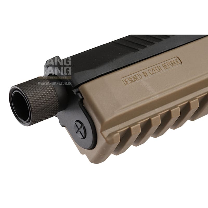 KJ Works CZ P - 09 Duty (ASG Licensed) with 14mm CCW Thread Barrel - CO2 Version (TAN) - Bang Bang Airsoft