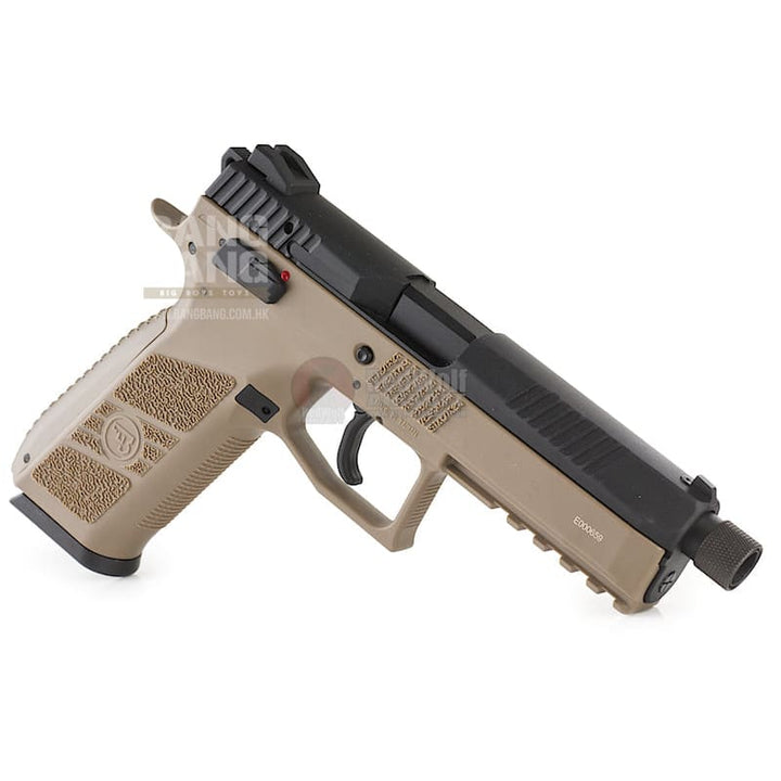 KJ Works CZ P - 09 Duty (ASG Licensed) with 14mm CCW Thread Barrel Gas Version - TAN - Bang Bang Airsoft