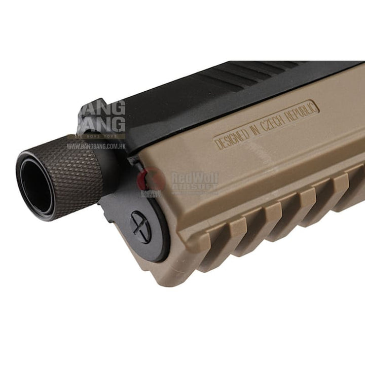 KJ Works CZ P - 09 Duty (ASG Licensed) with 14mm CCW Thread Barrel Gas Version - TAN - Bang Bang Airsoft