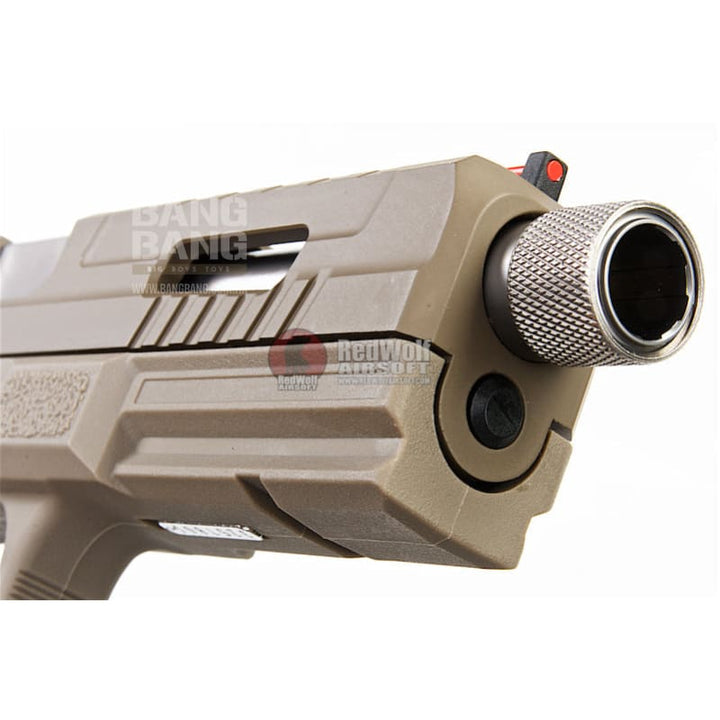 KJ Works KP - 13F Full Auto Metal Slide Co2 Pistol (w/ Thread Barrel & Cap) - TAN - Bang Bang Airsoft