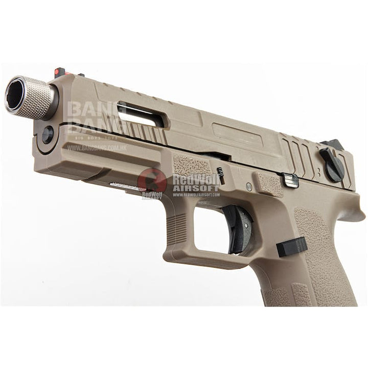 KJ Works KP - 13F Full Auto Metal Slide Co2 Pistol (w/ Thread Barrel & Cap) - TAN - Bang Bang Airsoft
